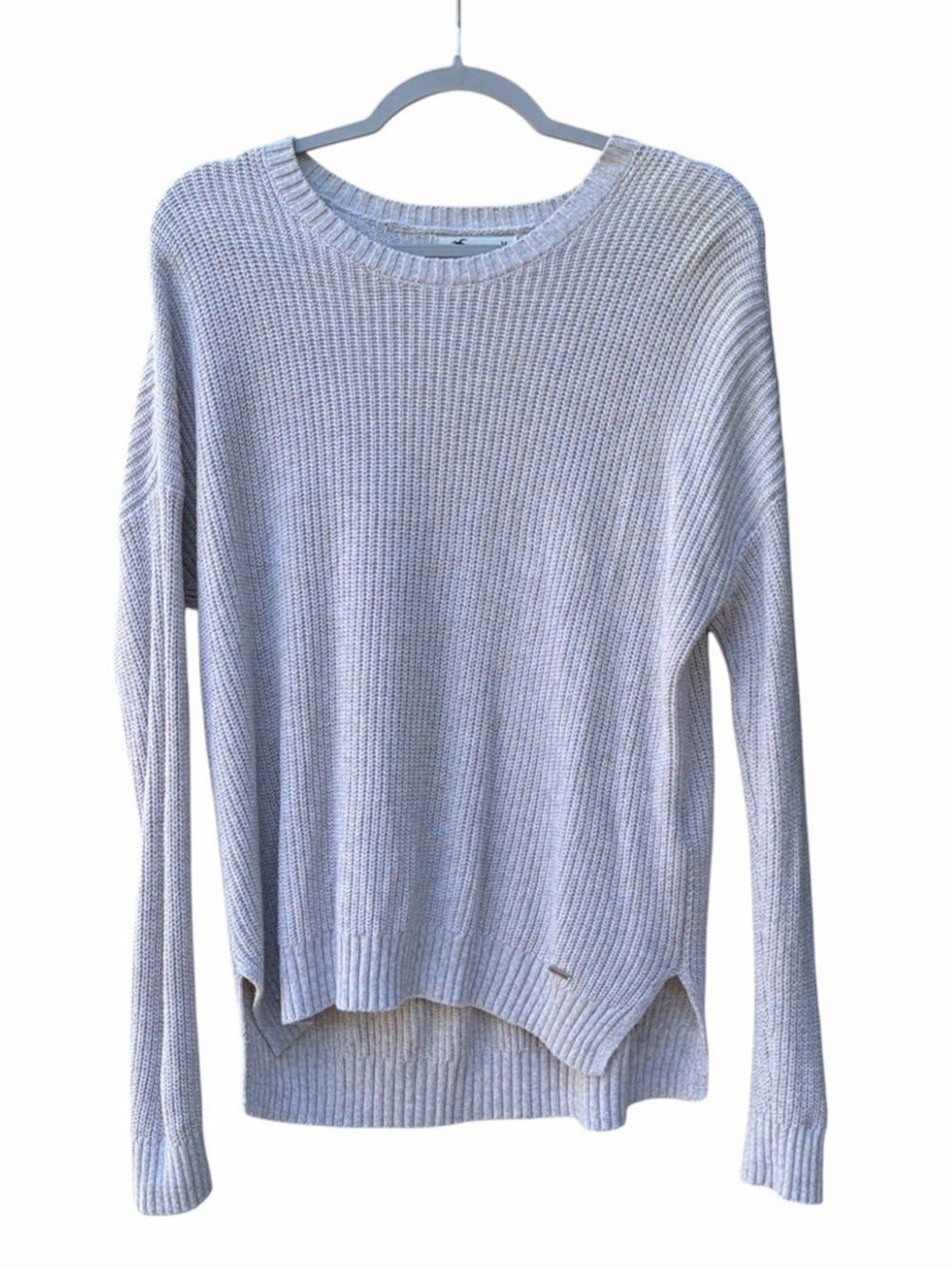 Hollister Cream Long Sleeve Knit Crew Neck Sweater  Women Size M